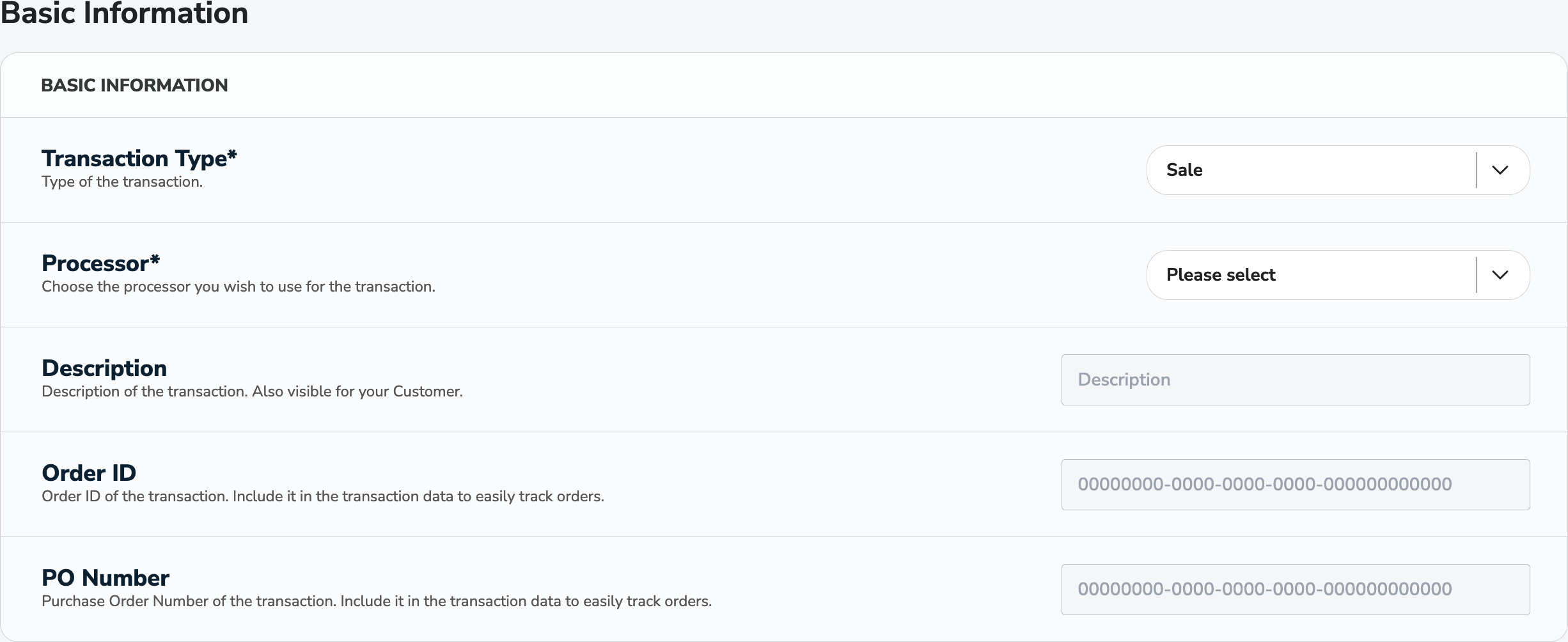 Virtual Terminal Basic Information Tab Virtual Terminal Basic Information Tab