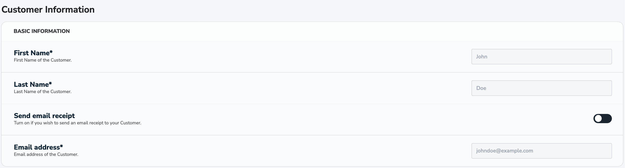 Virtual Terminal Customer Information Tab Basic Information Virtual Terminal Customer Information Tab Basic Information
