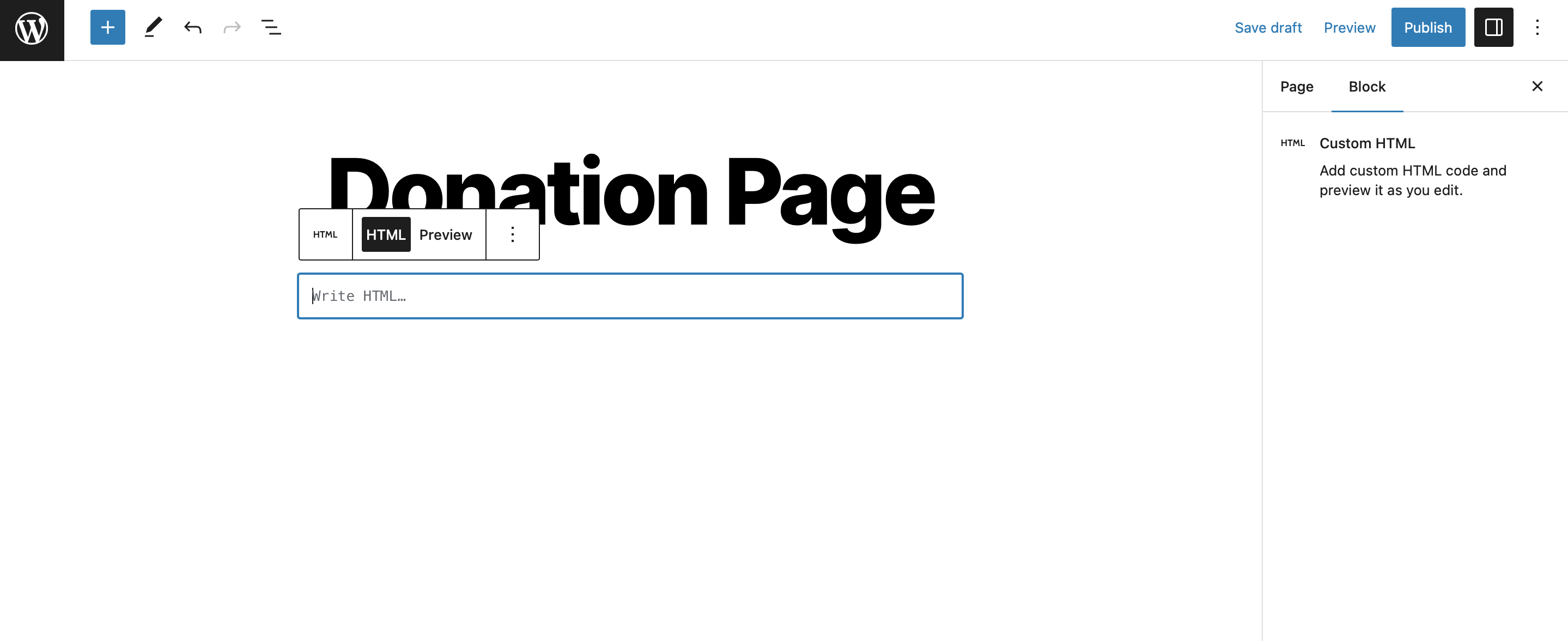 Wordpress Custom HTML Block